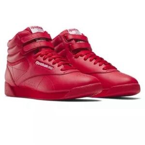 Reebok Red High-Top Sneakers with Double Straps and Lace-Up